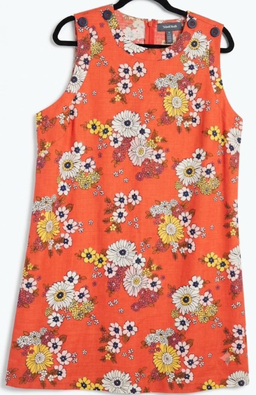 Modcloth womens xl red sunflower yellow shift dress cotton